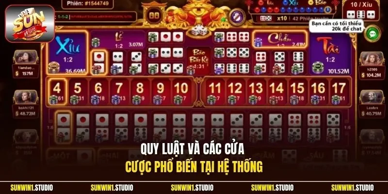 Quy luật và các cửa cược phổ biến tại hệ thống